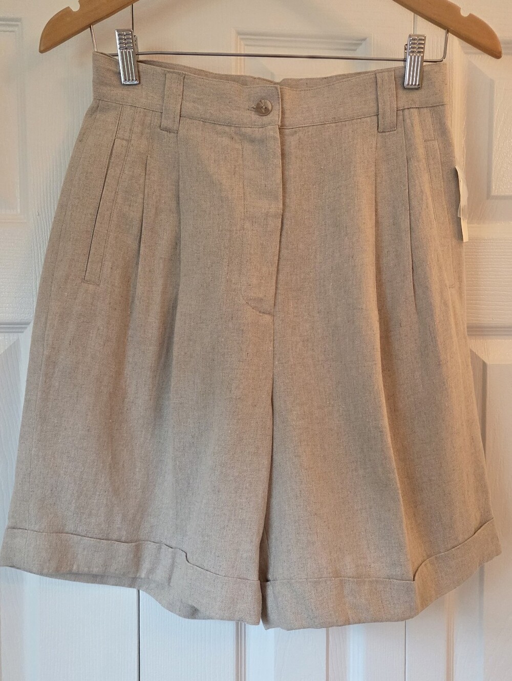 Vintage Linen Blend High Waist Shorts